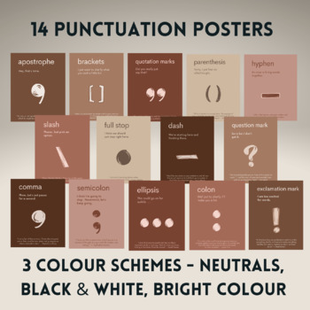 Preview of Punctuation Posters, Punctuation for Middle & HIgh School, English Grammar