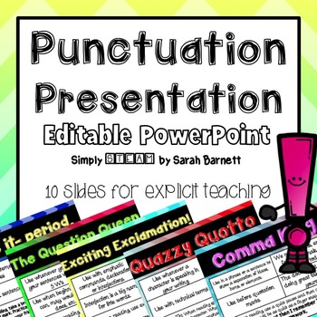 Preview of Punctuation PowerPoint {EDITABLE} for Grades 1 - 6