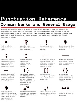 Preview of Punctuation Reference Anchor Chart
