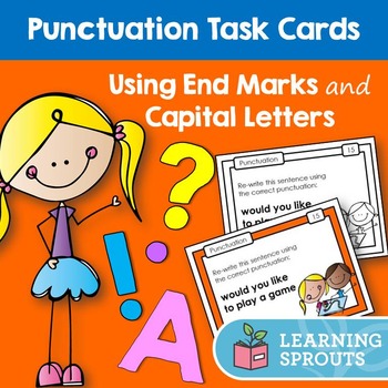 Preview of Punctuation Task Cards: Using End Marks and Capital Letters