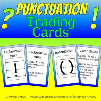 Preview of Punctuation Trading Cards