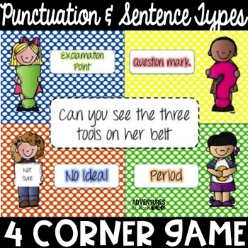 Preview of Punctuation & Types of Sentences 4 Corner Game