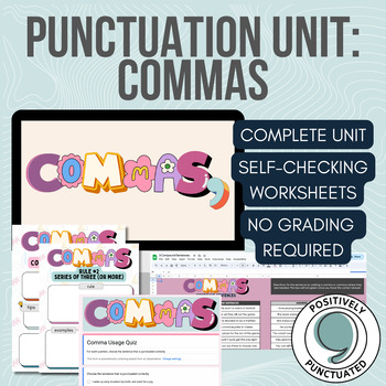 Preview of Complete Comma Unit (Digital & Self-Checking) | High School Grammar