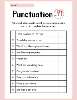 Preview of Punctuation Worksheet + Answer Key