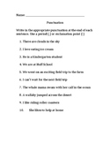 Punctuation Worksheet: Periods and Exclamation Points
