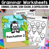 Punctuation Worksheets Commas Colons Semi Colons Capitaliz