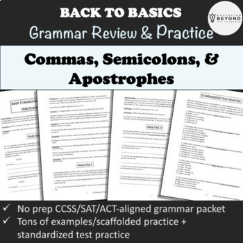 Preview of Punctuation Worksheets - Commas Colons Semicolons - Grammar Practice Digital
