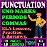 Punctuation Worksheets. Commas. End Marks. 7th & 8th grade