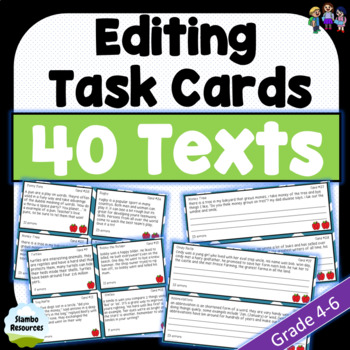 Preview of Punctuation Worksheets | Grade 4, 5 & 6 | Editing Texts Task Cards