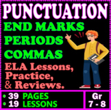 Punctuation Worksheets, Lessons, Practice. Commas, End Mar