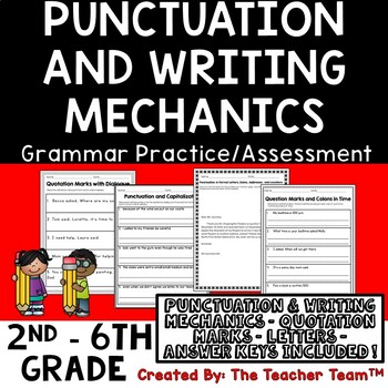 Punctuation and Writing Mechanics | Grammar Worksheets or Assessment ...