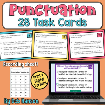 Preview of Punctuation for Effect Task Cards: Parentheses, Dashes, Colons, Commas, Ellipses