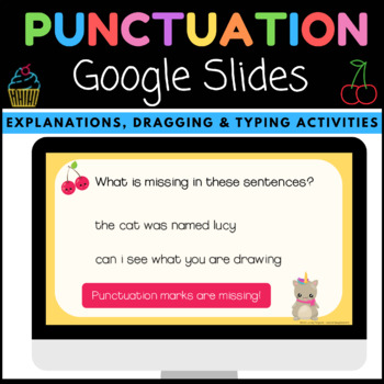 Preview of Punctuation marks capital letters Google slides dragging activity