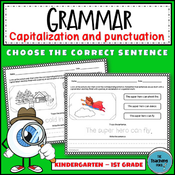 Preview of Capitalization and punctuation practice worksheets Kindergarten 1st grade
