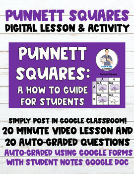 Preview of Punnett Square Digital Lesson & Activity (Video Lesson+Auto-Graded Google Form)