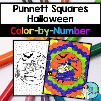 Preview of Punnett Squares Halloween Color-by-Number