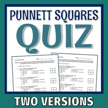 Preview of Punnett Squares Quiz 2 Versions Middle School Genetics