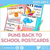 Puns Postcards for Back to School Editable