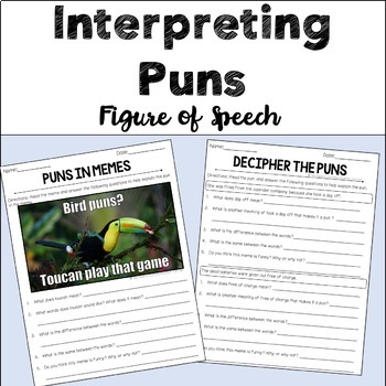 Preview of Interpreting Puns Worksheets - Memes