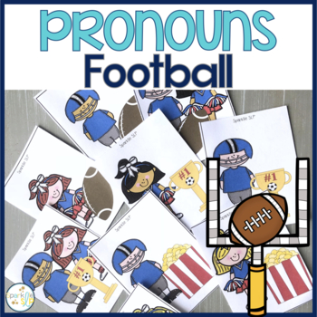 Preview of Football & Cheerleader Themed Pronouns for Speech Therapy Task Cards