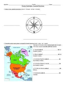 Puntos Cardinales Cardinal Directions In Spanish By Senorita