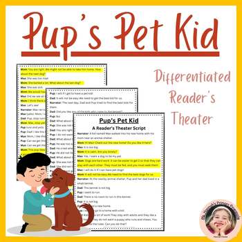 Preview of Pup's Pet Kid- Differentiated Decodable Reader's Theatre Script Fluency Practice