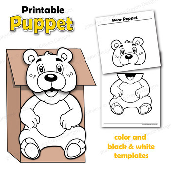 Puppet Bear Craft Activity Printable Paper Bag Puppet Template