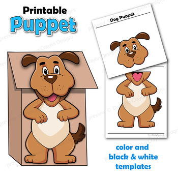 Puppet Dog Craft | Printable Paper Bag Puppet Template | TpT
