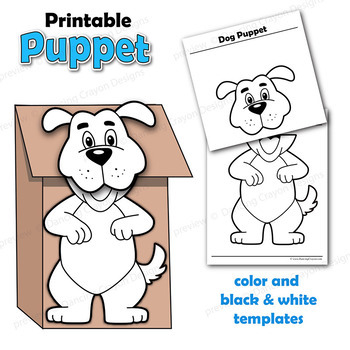 Puppet Dog Craft Printable Paper Bag Puppet Template Tpt