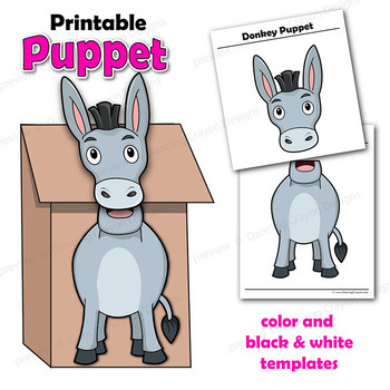 Puppet Donkey Craft | Printable Paper Bag Puppet Template | TpT