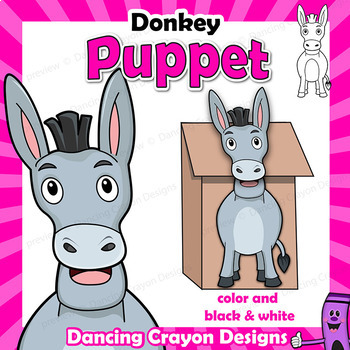 Preview of Puppet Donkey Craft | Printable Paper Bag Puppet Template