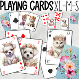 Puppies and kittens playing cards