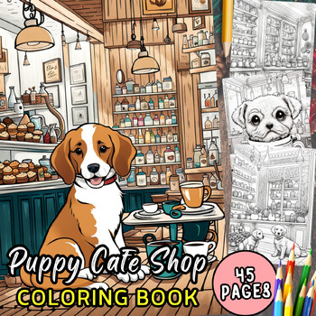 Preview of Puppy Cafe Christmas Coloring Pages 4th grade Coloring Sheet Kindergarten