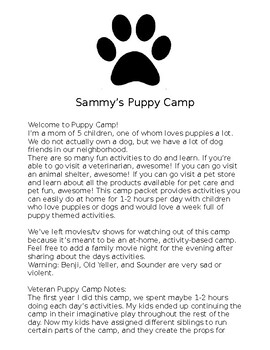Preview of Puppy Camp