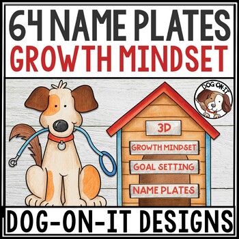 Preview of Puppy Dog Desk Name Plates Smart Goals Growth Mindset