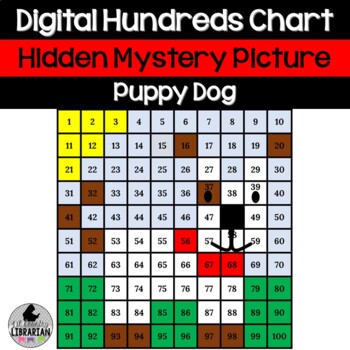 Preview of Digital Puppy Dog Hundreds Chart Hidden Picture Activity for Math PPT or Slides™