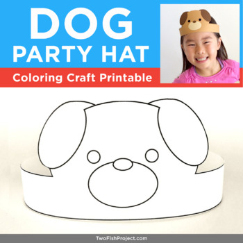 Preview of Puppy Dog Kids Coloring Crown Craft, Paper Hat, Printable Headband Mask Costume