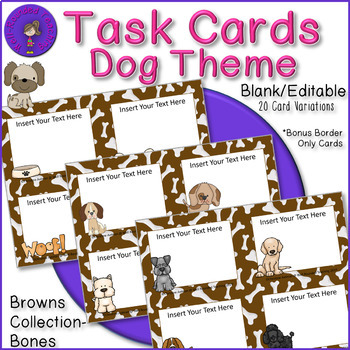 Preview of Puppy Dog Theme Task Cards - Browns Bones