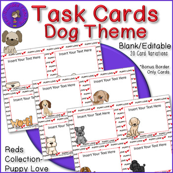 Preview of Puppy Dog Theme Task Cards - Reds Puppy Love