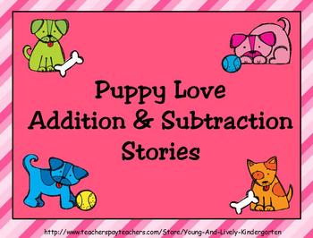 Preview of Puppy Love Addition and Subtraction Stories For Promethean Board