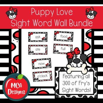 Preview of Puppy Love Sight Word Wall Bundle