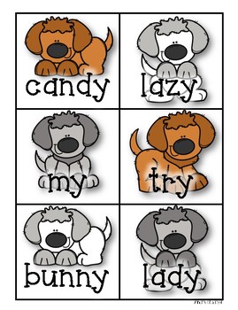 Puppy: Y as a Long Vowel Practice (Long vowel -y as /i/ or /e/) | TPT