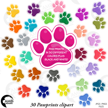 Preview of Paw Prints Clipart, Pet Clipart, Puppy Dog Paws,  {Best Teacher Tools} AMB-1860