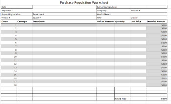 Preview of Purchase Order Form (with formulas embedded) from Google Drive