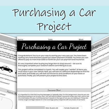 Preview of Purchasing a Car Project (Distance Learning Friendly)