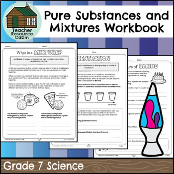 Preview of Pure Substances and Mixtures Workbook (Grade 7 Ontario Science)