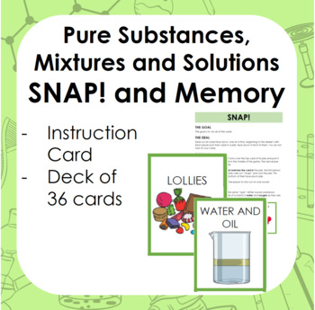 Preview of Pure substances, Mixtures and Solutions SNAP! and Memory