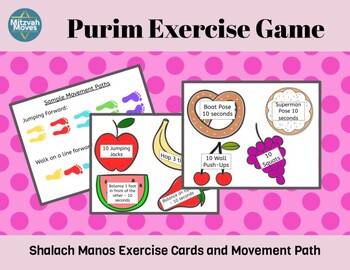 Preview of Purim Exercise Game - Mishloach Manot Exercise Cards and Movement Path