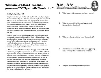 Preview of Puritan Literature Passages - Bradford, Bradstreet, Edwards
