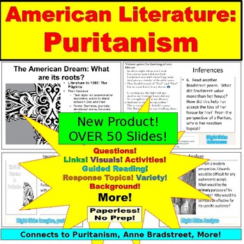 Preview of Puritanism featuring Anne Bradstreet PowerPoint, Google Slides